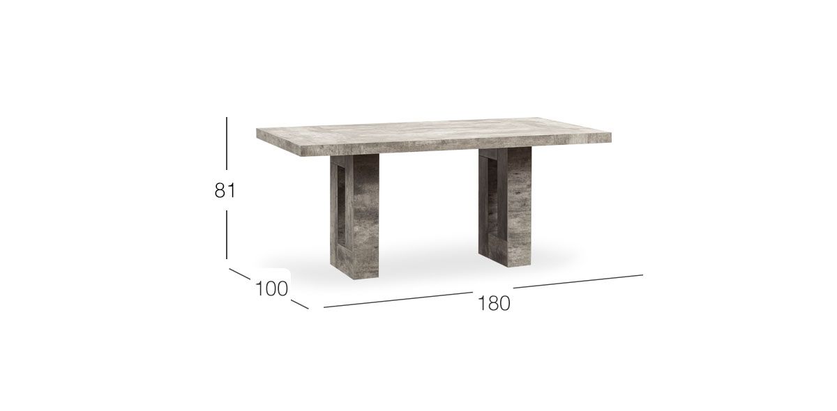 Mesa Comedor Rectangular 180 X 100 Cm Luxor Beton Gris