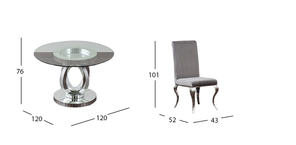 Comedor Redondo Genesis Con Sillas Elenor Gris 5 Piezas