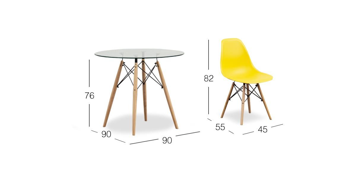Comedor Redondo Atlas Con Sillas Amarillo 5 Piezas