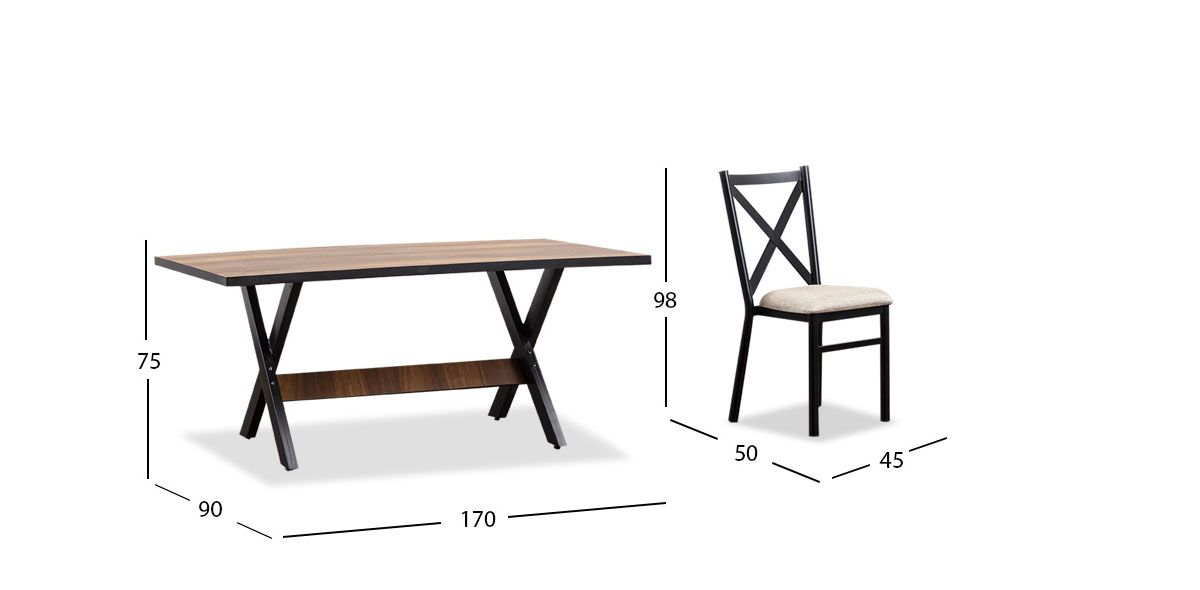 Comedor Rectangular Romeo Negro/Parota 5 Piezas
