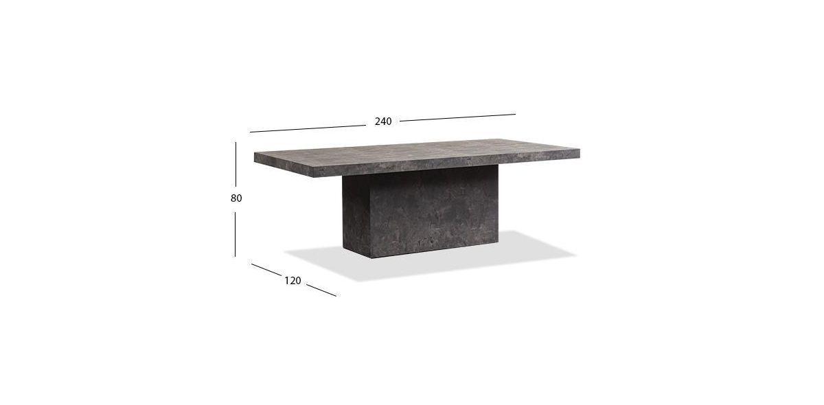 Mesa Comedor 240 x 120 cm Rectangular Stone  Gris