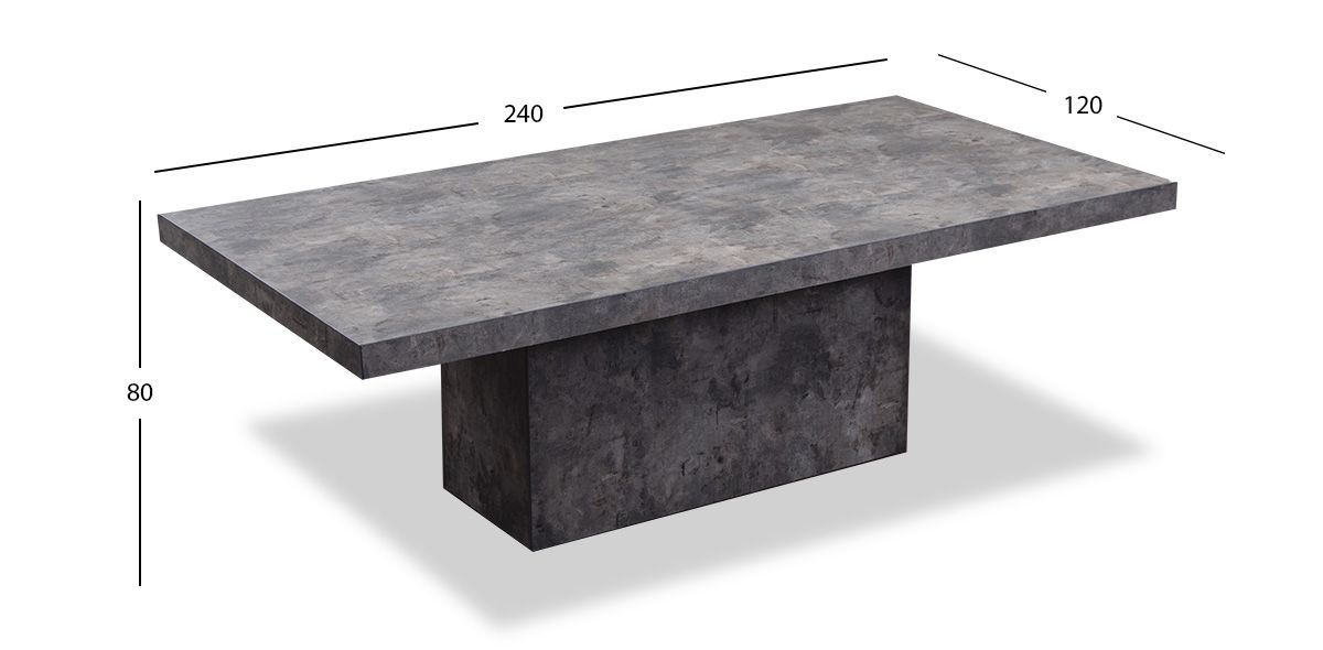 Mesa Comedor Rectangular 240 X 120 Cm Stone Gris
