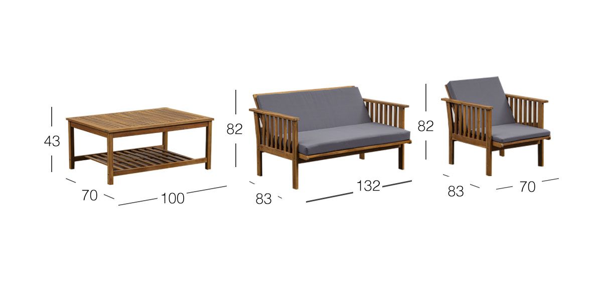 Set de Jardin Butterfly Madera de Acacia