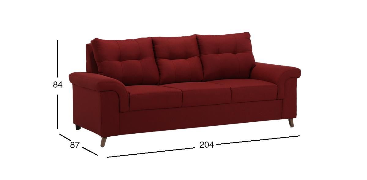 Sofá 3 Plazas Uma Rojo
