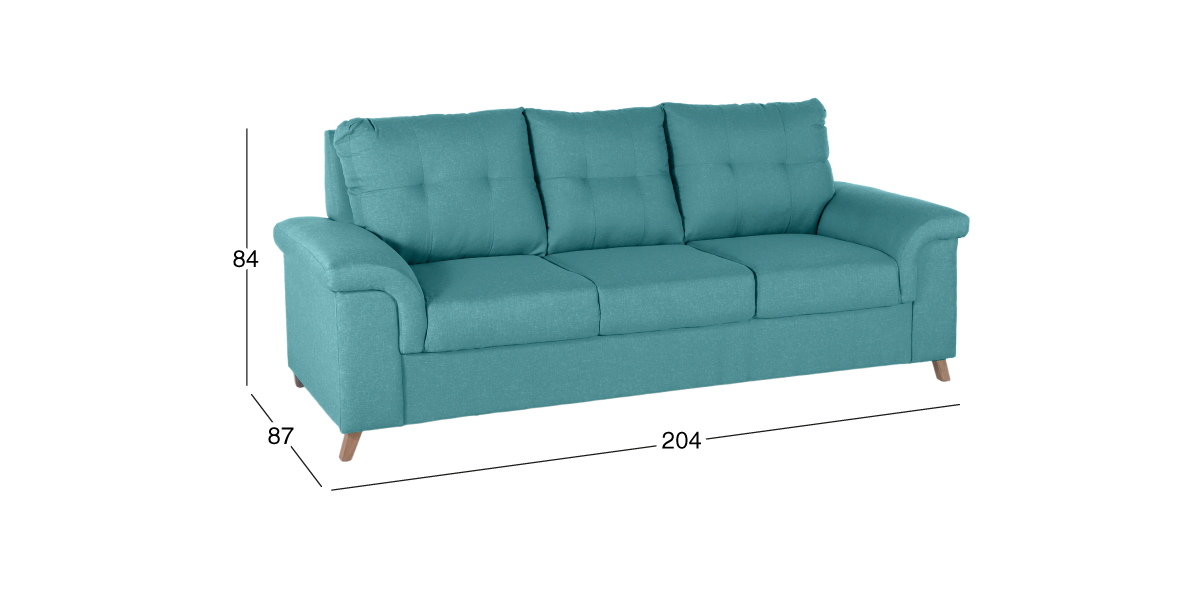 Sofá 2 Plazas Uma Azul Turquesa