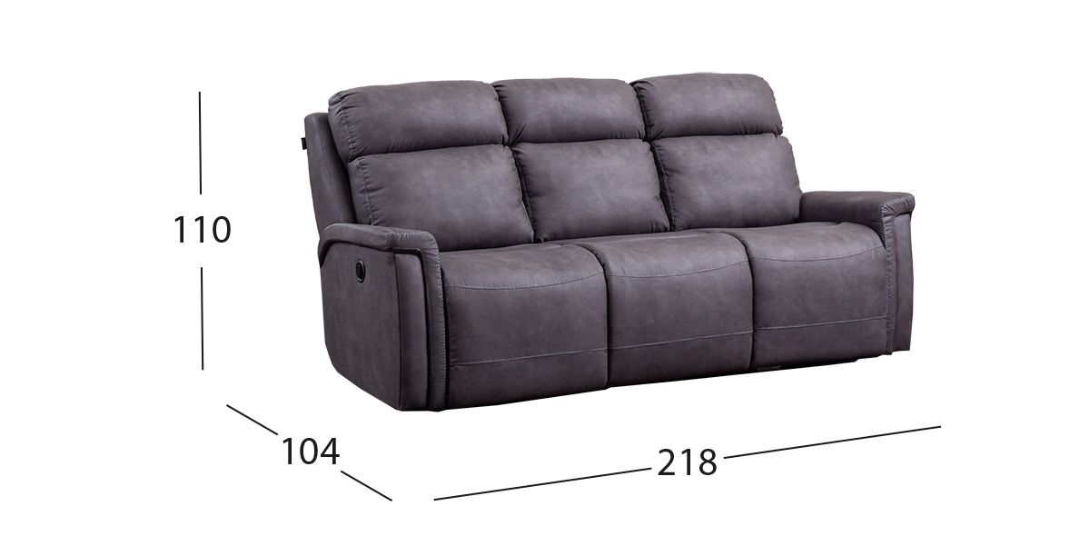 Sofá 3 Plazas Reclinable Hamburgo Gris (Boal)