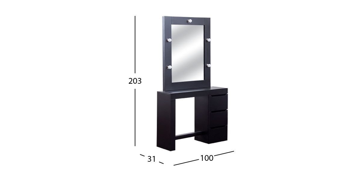 Cómoda Con Espejo 100 Cm Sweet Vanity Negro